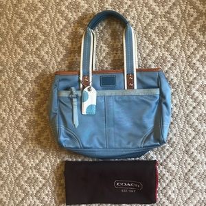 Coach Light Blue Nylon Hampton Bag with Dustbag